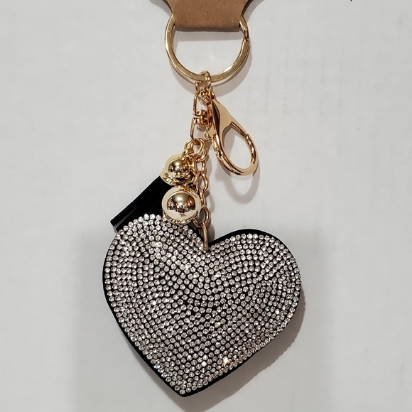 Bag Backpack Charms Heart Rhinestone Sparkle  Charms Keychain - Picture 3 of 10
